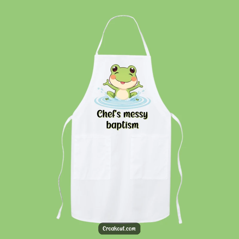 Funny Frog Splash Apron: Cook with Playful Water Vibes, Ideal Funny Gift for Chefs