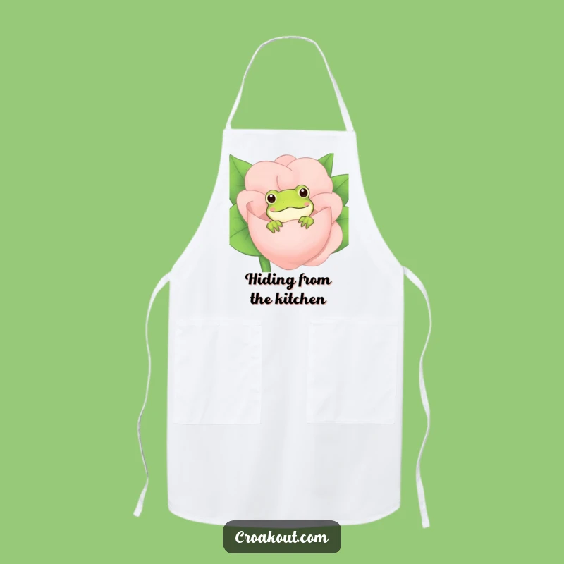 Funny Frog Flower Peek Apron: Cook with Cute Amphibian Charm, Ideal Funny Gift for Chefs