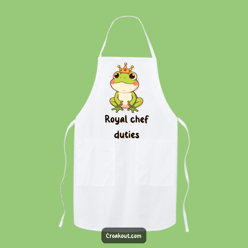 Funny Frog King Crown Apron: Regal & Humorous Kitchen Wear