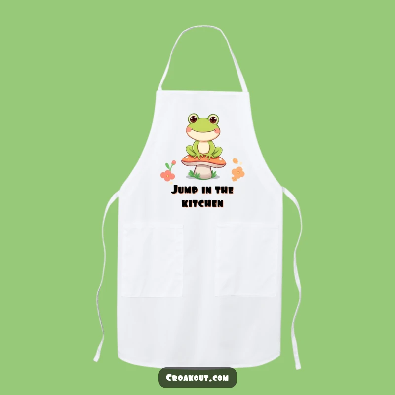 Funny Frog Mushroom Grin Apron: Kitchen Humor for Aspiring Chefs