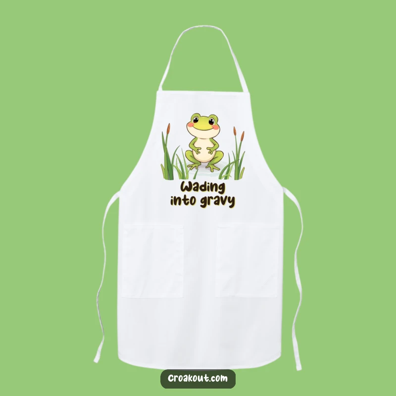 Funny Grinning Frog Apron: Kitchen Amphibian Cheer, Joyful Chef Gift, Hilarious Cooking Wear