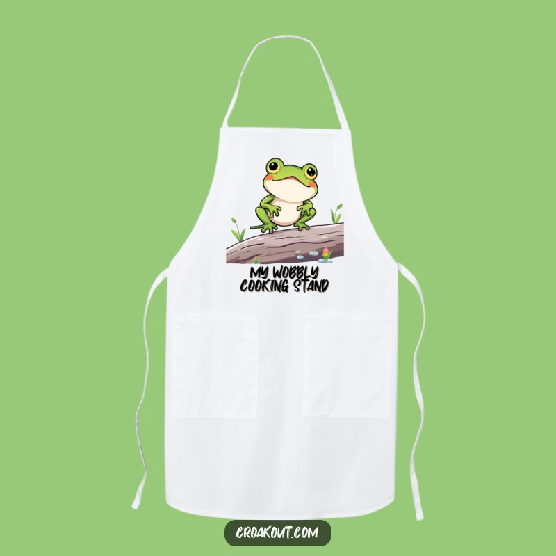 Funny Kawaii Frog Log Balance Apron - Hilarious Kitchen Balancing Act