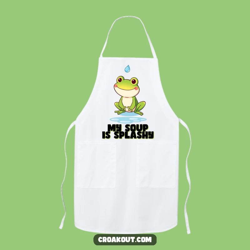 Funny Kawaii Frog Goofy Grin Apron - Kitchen Fun & Humorous Cooking Companion