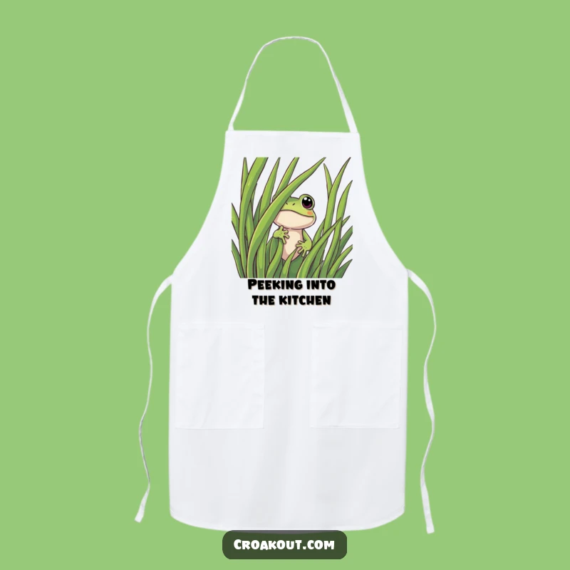 Funny Curious Frog Apron: Kitchen Amphibian Fun, Quirky Chef Gift, Hilarious Cooking Wear