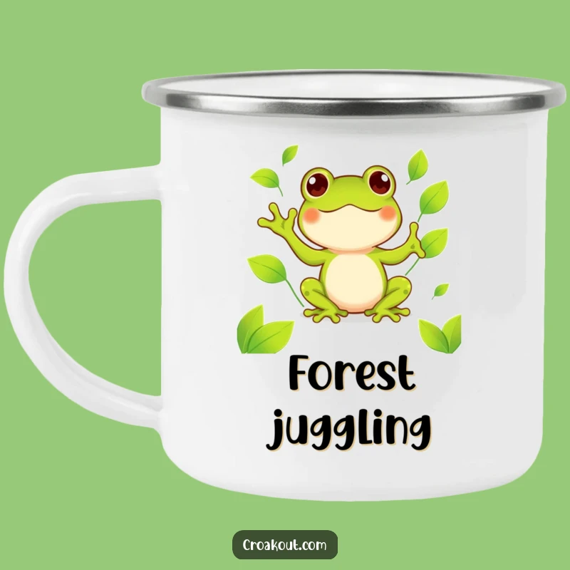 Funny Kawaii Frog Juggling Camping Mug: Happy Amphibian Cup for Outdoor Cheer