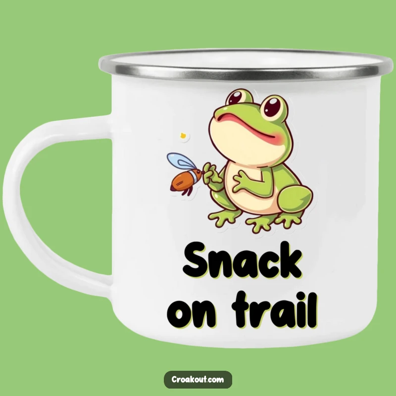 Funny Fly Catching Frog Camping Mug: Excited Amphibian Cup for Outdoor Fun