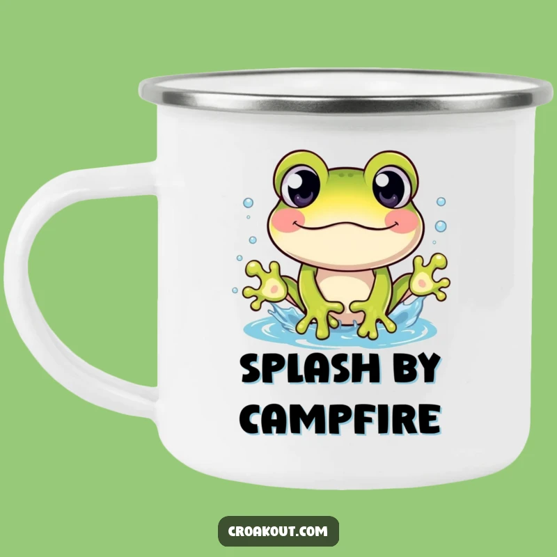 Funny Frog Splash Camping Mug: Cheerful Character's Outdoor Splash