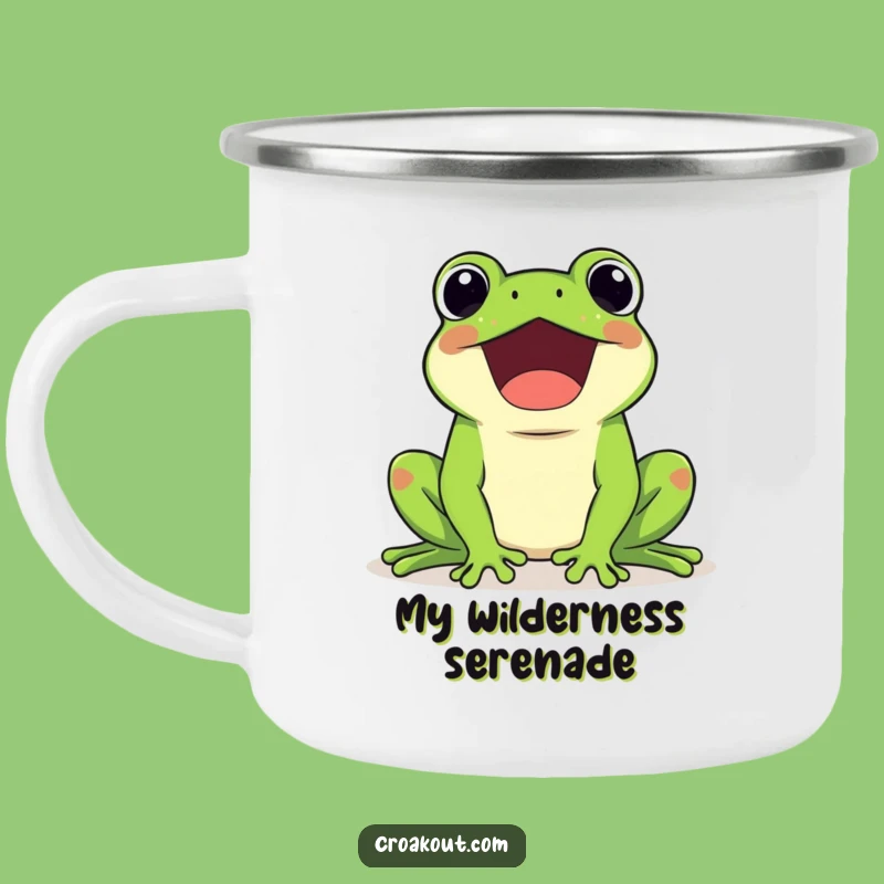 Funny Kawaii Frog Croaking Loudly Camping Mug - Cheerful Outdoor Sound