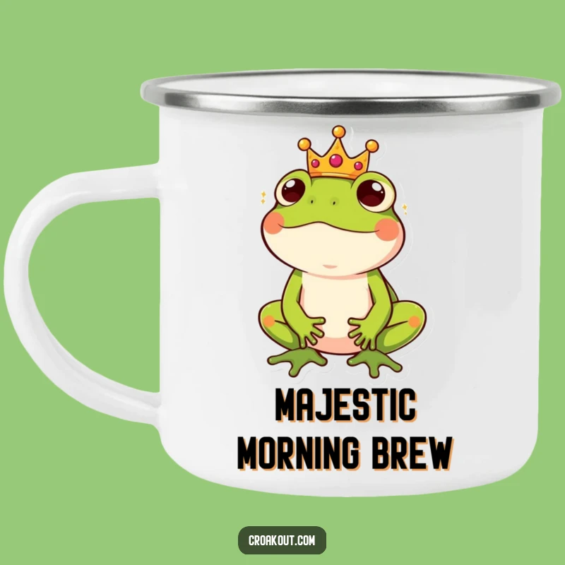 Funny Frog King Crown Camping Mug: Regal & Humorous Outdoor Gear