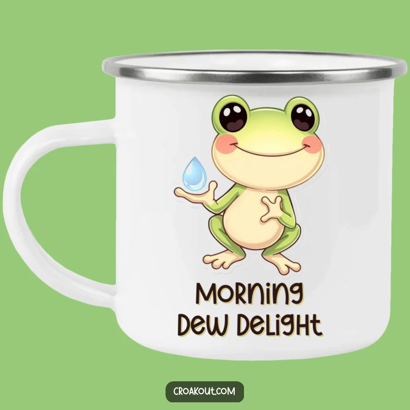 Funny Frog Dewdrop Camping Mug: Enjoy Nature with Gleeful Charm, Great Funny Gift