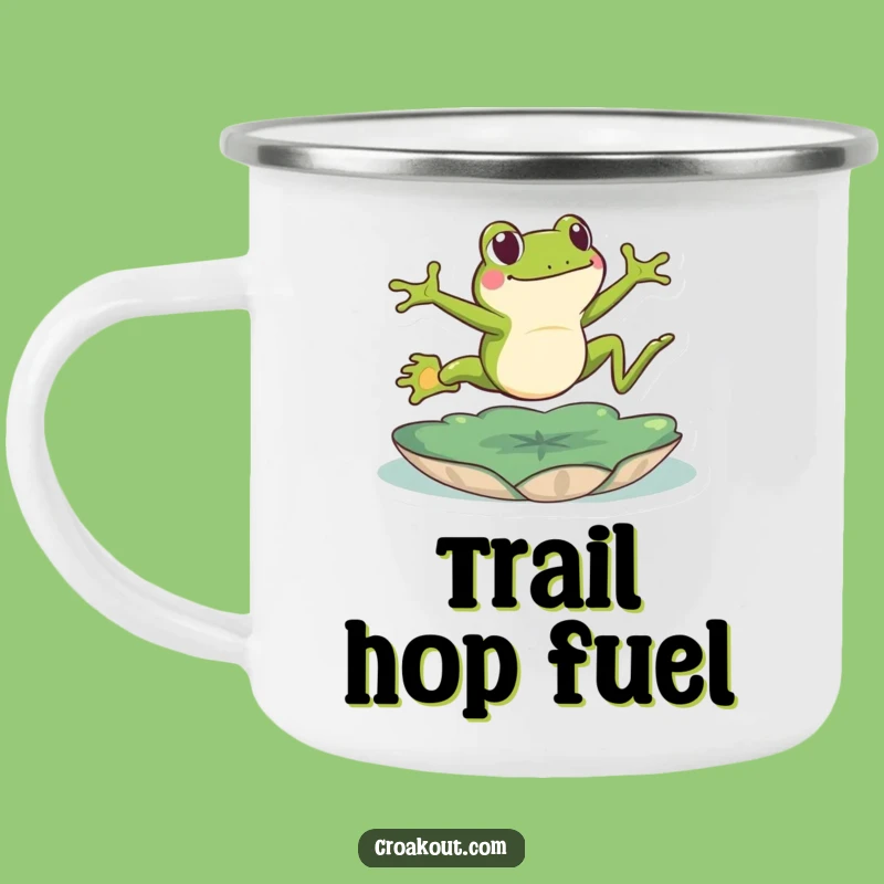 Funny Leaping Frog Camping Mug: Energetic Amphibian Adventure Cup for Outdoors