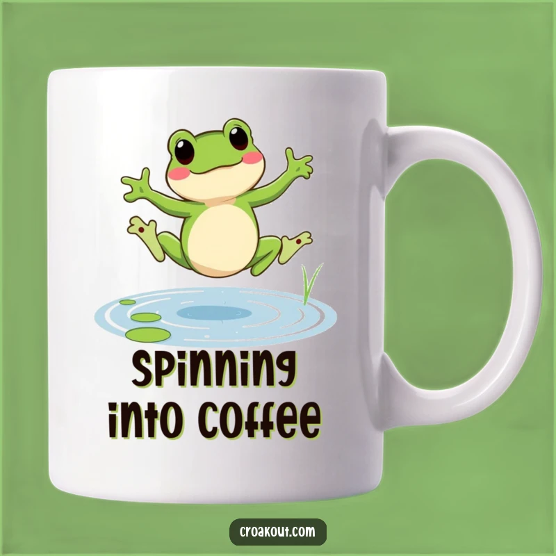 Funny Cartwheeling Frog Mug: Cheerful Amphibian Gift for Lively Mornings