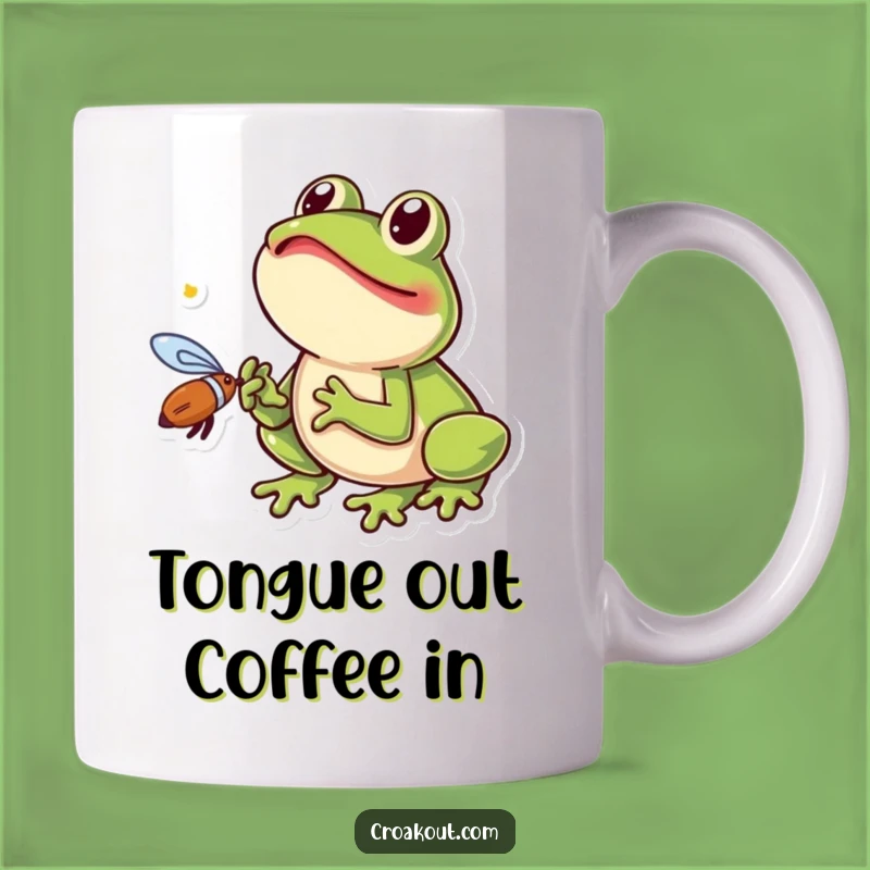 Funny Catching Fly Frog Mug: Excited Amphibian Gift for Humorous Mornings