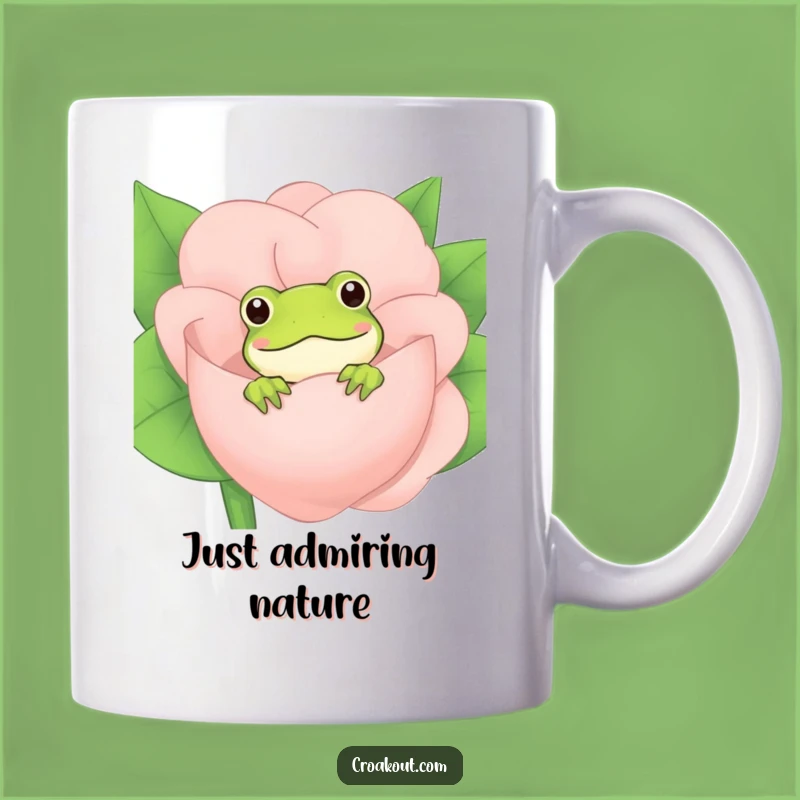 Funny Frog Flower Peek Mug: Adorable Amphibian Surprise, Perfect Funny Gift for Nature Lovers
