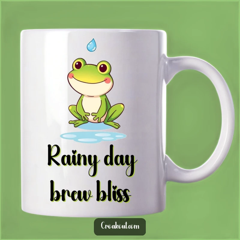 Funny Kawaii Frog Grin Raindrop Mug - Hilarious Gift for Frog & Weather Lovers