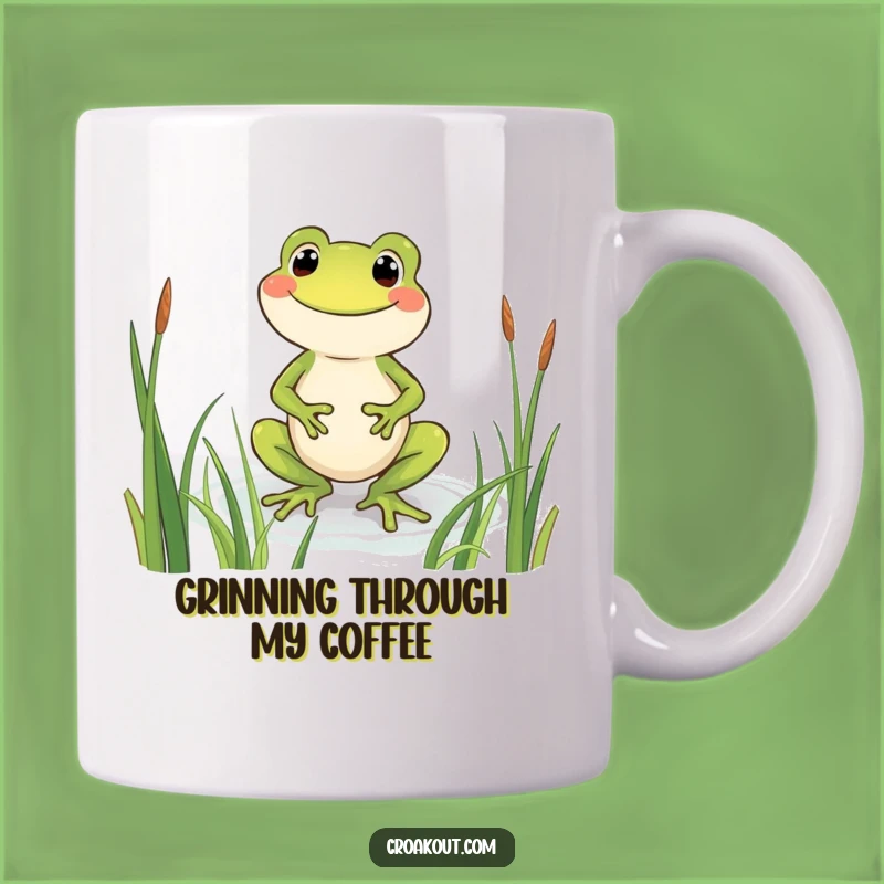 Funny Grinning Frog Mug: Happy Amphibian Wading, Perfect Joyful Gift
