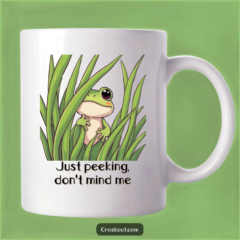 Funny Curious Frog Mug: Adorable Peeking Amphibian, Perfect Nature Lover Gift