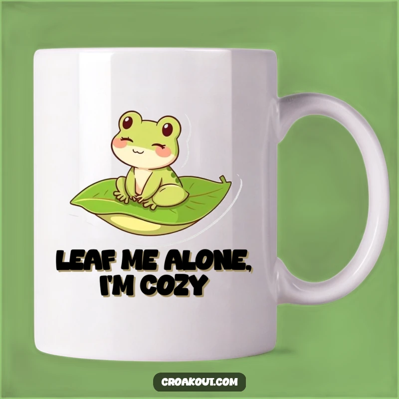 Funny Kawaii Frog Winking on Leaf Mug - Perfect Whimsical Gift for Frog Lovers