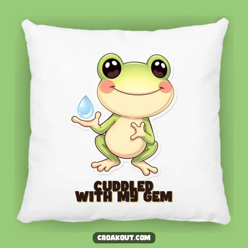 Funny Frog Dewdrop Pillow: Cozy Comfort with Gleeful Amphibian Charm, Perfect Funny Gift