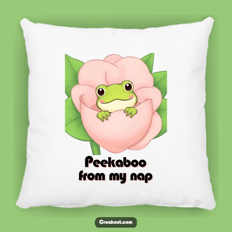 Funny Frog Flower Peek Pillow: Cozy Comfort with Cute Amphibian Humor, Perfect Funny Gift