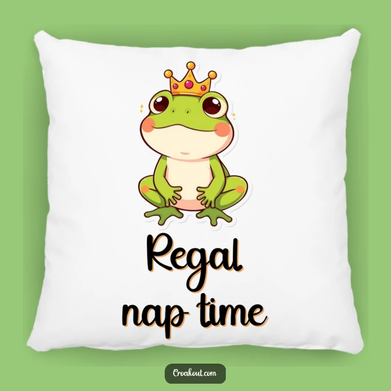 Funny Frog King Crown Pillow: Cozy & Comical Royal Comfort