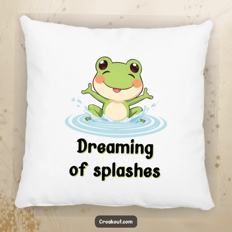 Funny Frog Pillow: A plush pillow featuring a frog splashing water, bringing a sense of playful energy and cheerful decor.