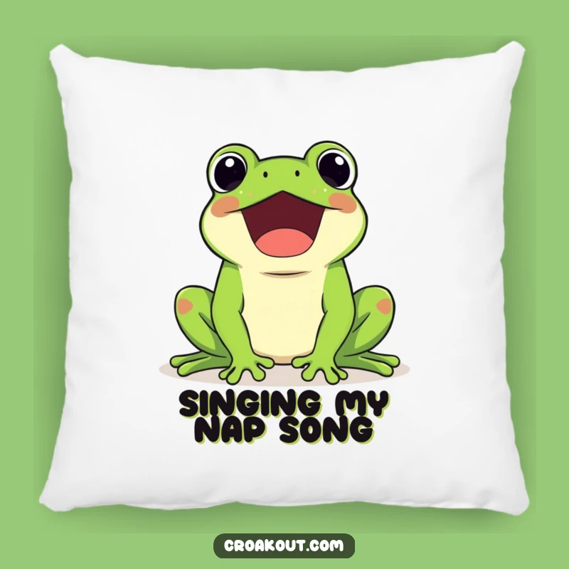 Funny Kawaii Frog Croaking Loudly Pillow - Comfy & Cheerful Accent