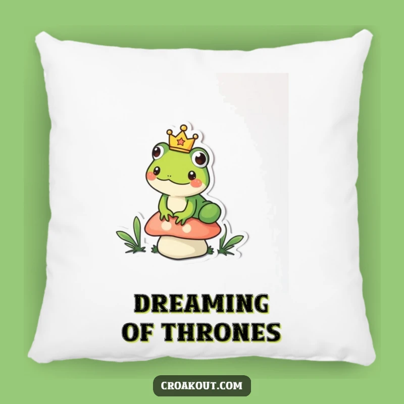 Funny King Frog Pillow: Royal Amphibian Comfort for a Humorous Throne