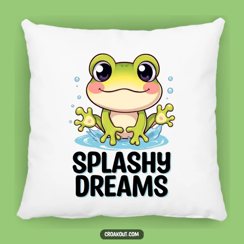 Funny Frog Splash Pillow: Comfy Character's Wet Accent