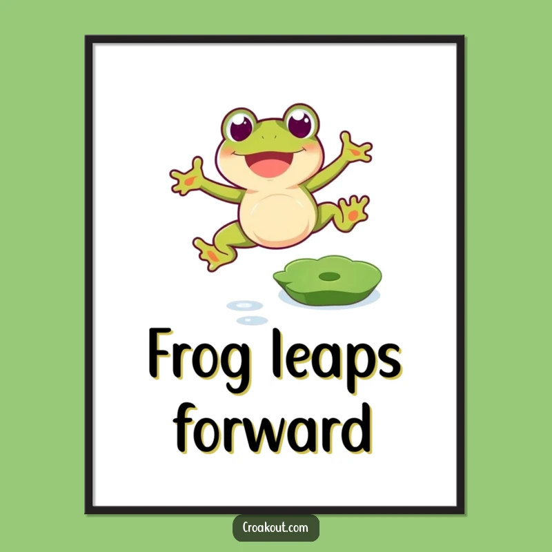 Funny Frog's Leap Digital Art: Instant Joyful Humor for Your Space Gift