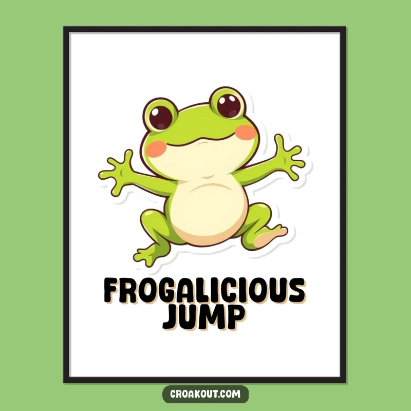 Funny Frog Jump Digital Art - Whimsical Character Decor Print
