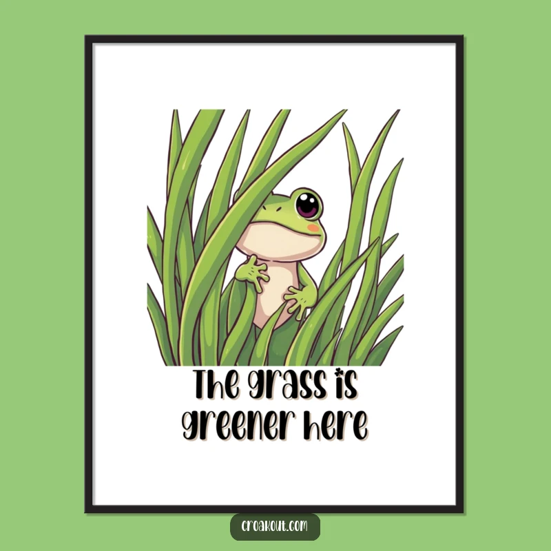 Funny Curious Frog Digital Art: Printable Peeking Amphibian Decor, Instant Funny Gift