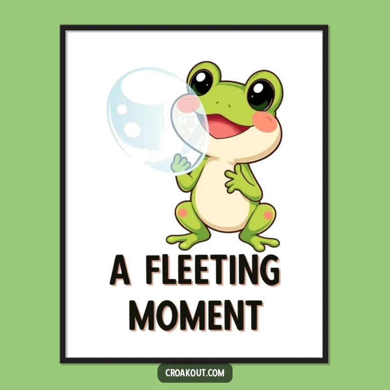 Funny Frog Bubble Digital Print: Cheerful Art, Giant Bubble Joy, Perfect Funny Gift