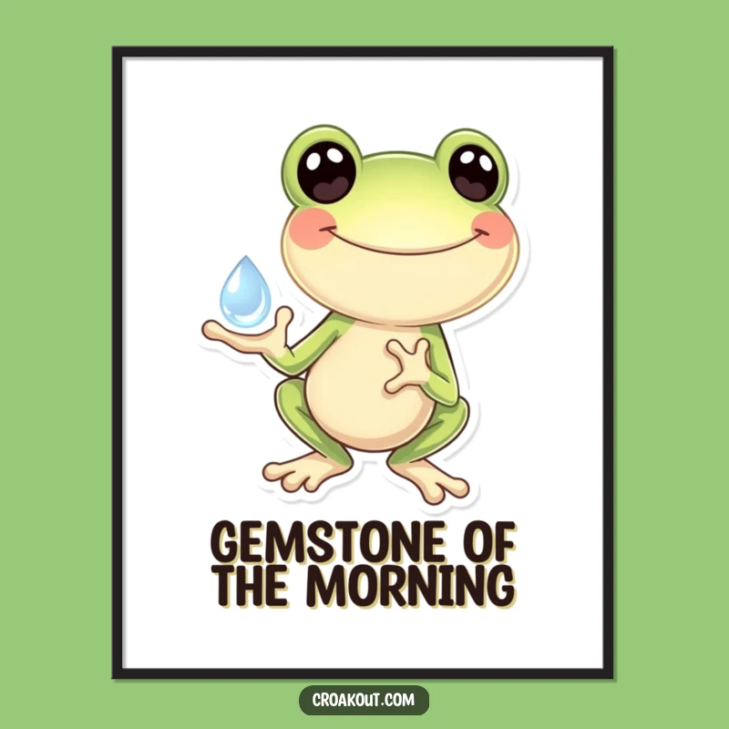 Funny Frog Dewdrop Digital Art: Instant Joyful Download, Sparkling Amphibian Decor, Funny Gift