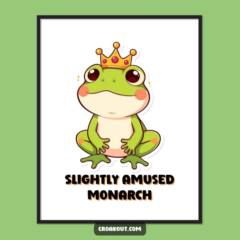 Funny Frog King Crown Digital Art: Regal & Humorous Wall Decor