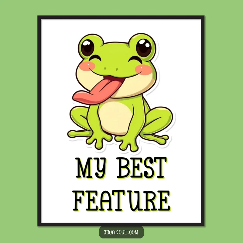 Funny Frog Tongue Digital Print: Exuberant Art for Instant Playful Decor