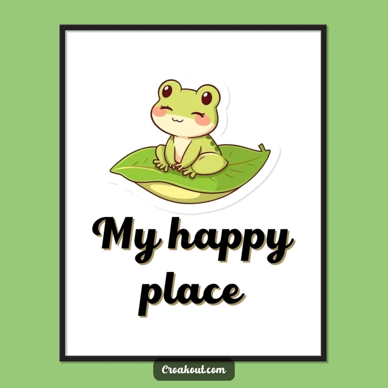 Funny Kawaii Frog Winking Digital Art - Instant Humorous Decor Download