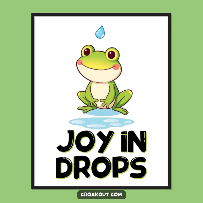 Funny Kawaii Frog Goofy Grin Digital Art - Instant Humorous Decor Download