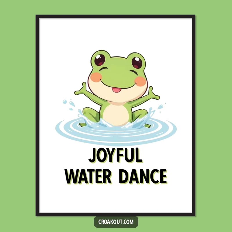 Funny Frog Splash Digital Art: Instant Download of Watery Fun, Vibrant Decor, Funny Gift