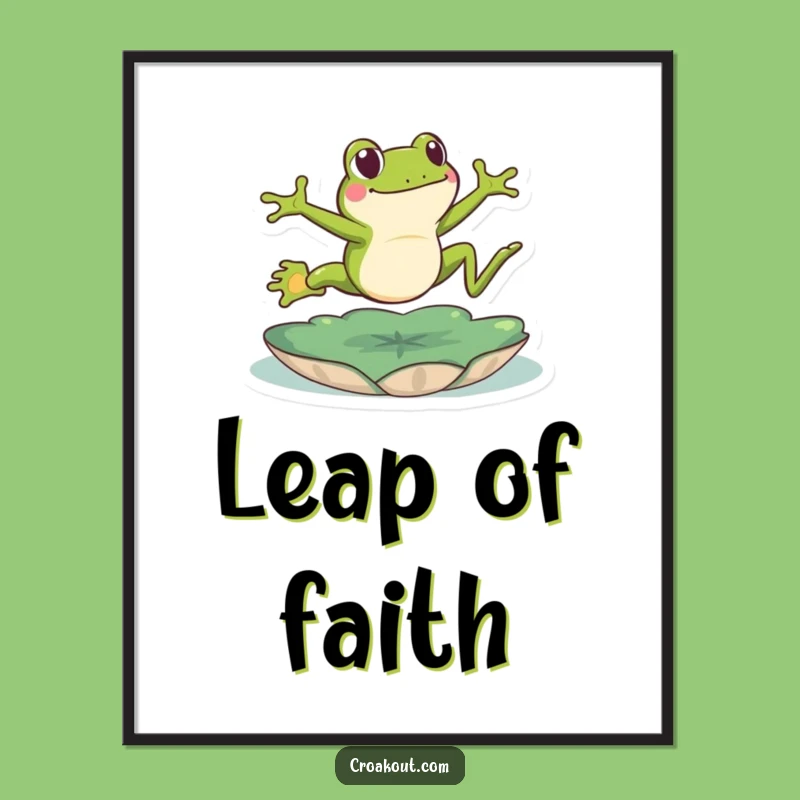 Funny Leaping Frog Digital Art: Energetic Amphibian Print for Humorous Wall Decor