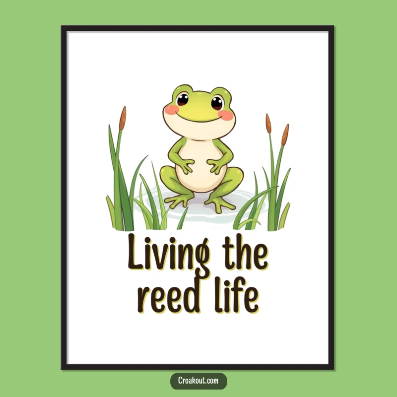 Funny Grinning Frog Digital Art: Printable Wading Amphibian Decor, Instant Happy Gift