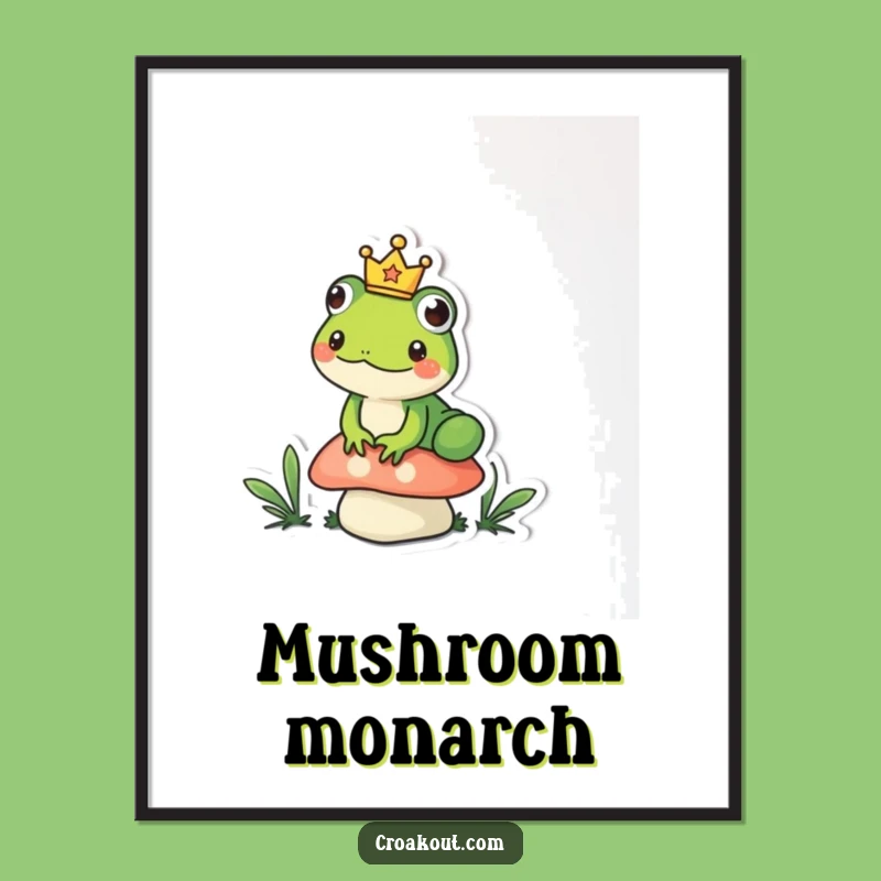 Funny King Frog Digital Art: Royal Amphibian Print for Humorous Walls