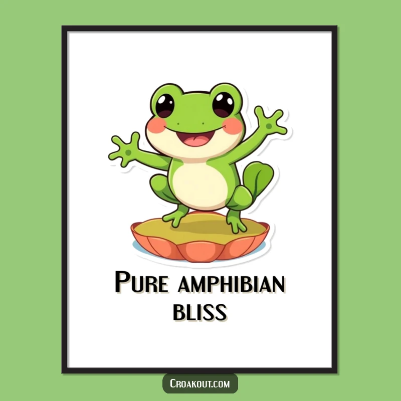 Funny Frog Leap Digital Print: Joyful Wall Art, Amphibian Delight, Perfect Funny Gift