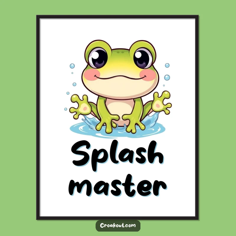 Funny Frog Splash Digital Art: Cheerful Character's Wet Moment