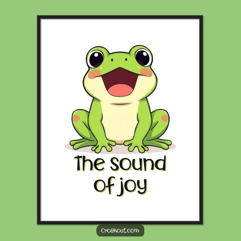 Funny Kawaii Frog Croaking Loudly Digital Art - Cheerful Wall Decor