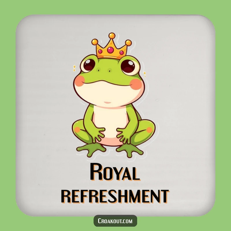 Funny Frog King Crown Drink Coaster: Regal & Humorous Surface Protector