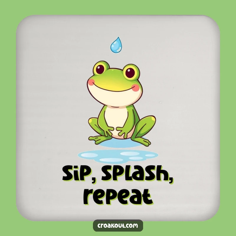 Funny Kawaii Frog Goofy Grin Coaster - Protect Surfaces with Humor