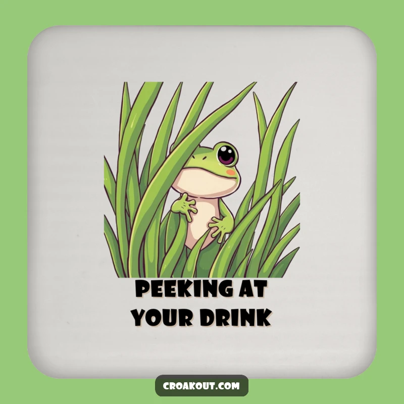Funny Curious Frog Coaster: Protect Surfaces with Peeking Amphibian Humor, Cute Funny Gift