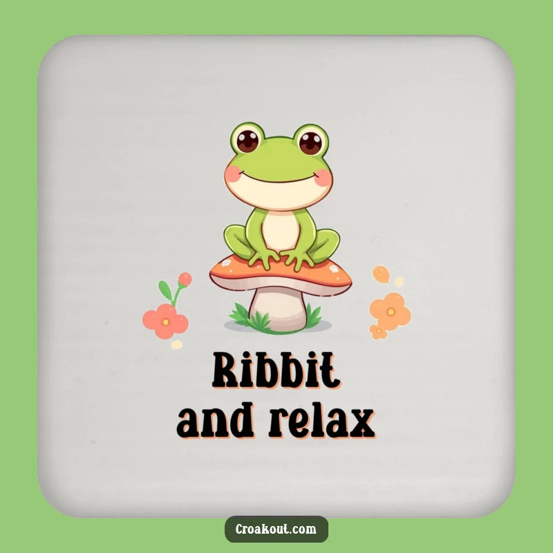 Funny Frog Mushroom Grin Drink Coaster: Protect Surfaces with Cartoon Smiles