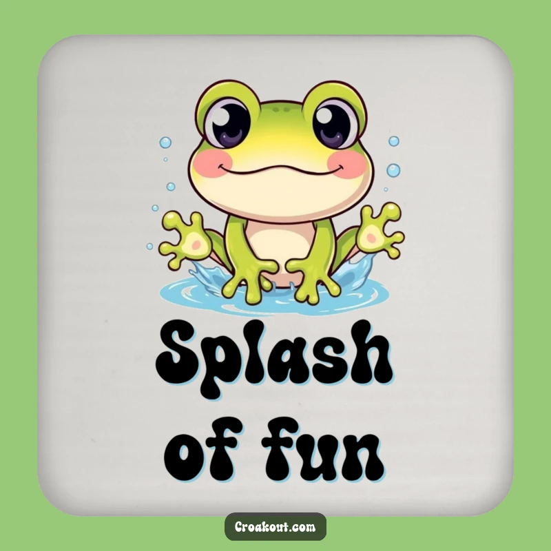 Funny Frog Splash Coaster: Cheerful Character's Wet Base